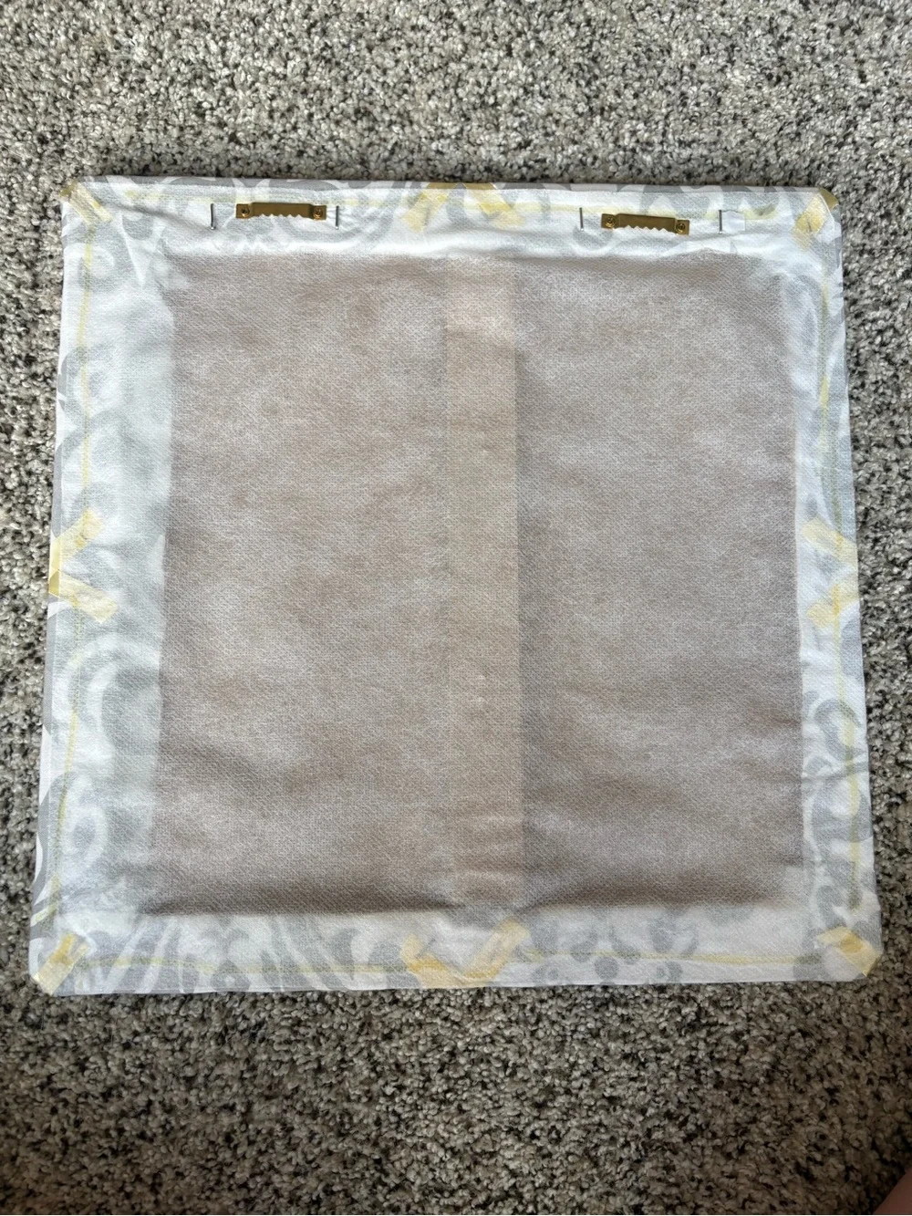 Decorative Ribbon Wall Memory Board - Gray Damask with Yellow Ribbons